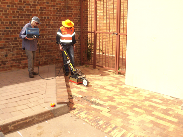 GPR being collected over the a paved area of the site.