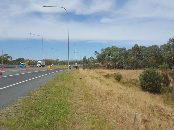 The ERT survey being conducted along the edge of the northbound entry ramp.