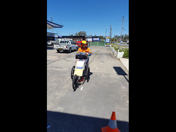 The GPR system used during the investigation mounted onto a survey cart.